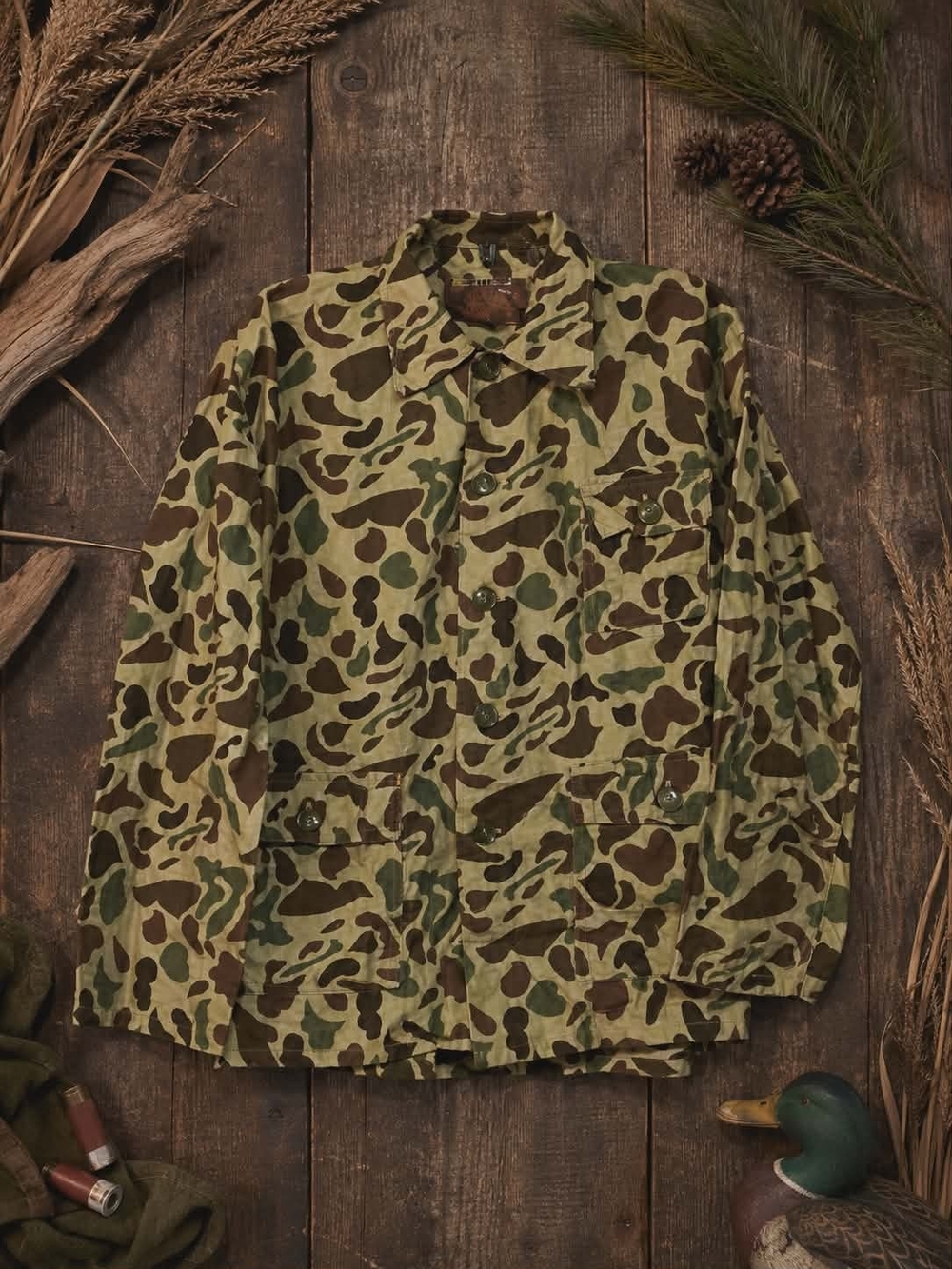 Vintage Excalibur Sportsman Duck Camo Hunting Field Shirt Medium Roomy Fit